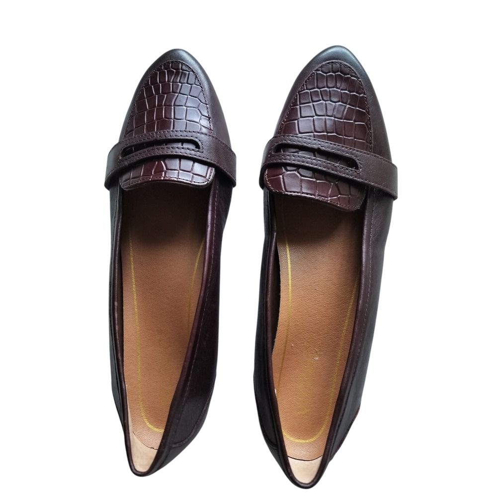 Vionic Women's Burgundy Savannah Pointed Leather Loafers Ballet Flats Size 7.5 - Picture 2 of 8